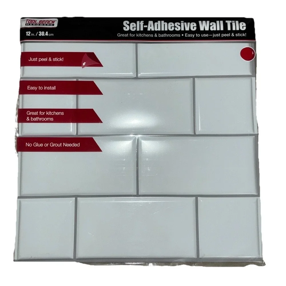 Tool Bench Hardware Self Adhesive  White Subway Wall Tile 12